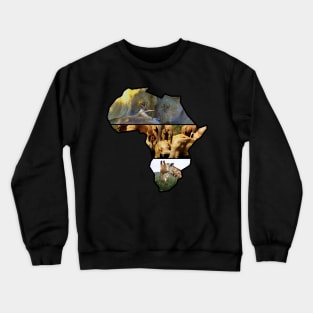 African Wildlife Continent Collage Crewneck Sweatshirt